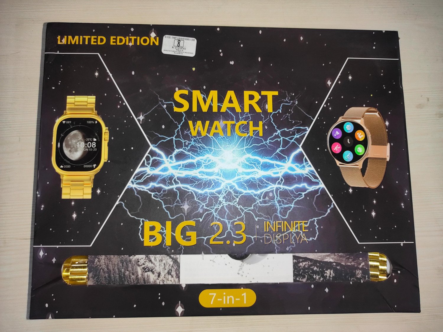 Couple smart watch big 2.3 infinite display 7 in 1 Golden Edition